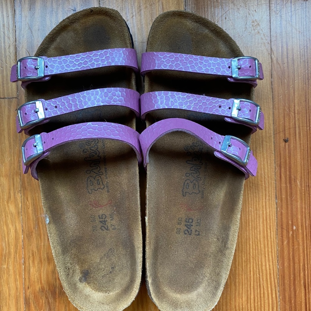 Birkenstock Womens Sandals, Pink, 3 straps, sze 38